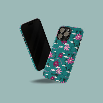 Surrealistic Flower Clock in Emerald Green Phone Case