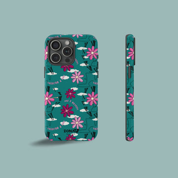 Surrealistic Flower Clock in Emerald Green Phone Case